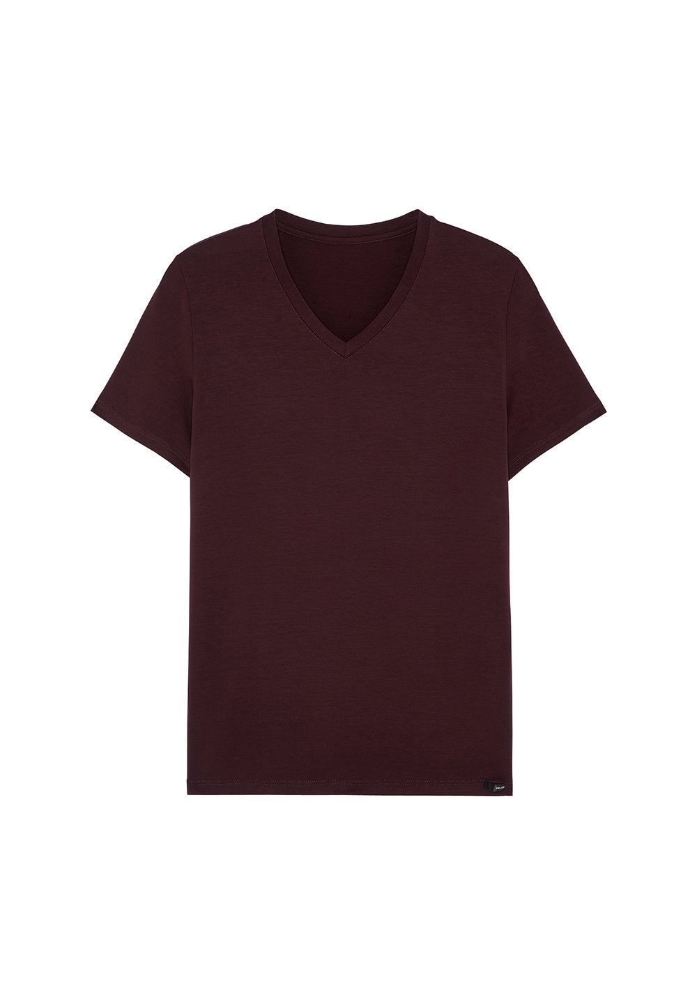 Front cutout view of HO bordeaux modal/viscose/tencel Tee-Shirt V Neck
