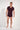 Full-body view of a men model wearing HO bordeaux modal/viscose/tencel Tee-Shirt V Neck