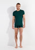 Full-body view of a men model wearing HO dark green modal/viscose/tencel Tee-Shirt Crew Neck