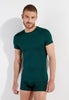 Front view of a men model wearing HO dark green modal/viscose/tencel Tee-Shirt Crew Neck