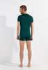 General view of a men model wearing HO dark green modal/viscose/tencel Tee-Shirt Crew Neck