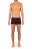 Full-body view of a men model wearing HO bordeaux modal/viscose/tencel Comfort Boxer Briefs HO1