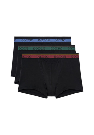 Front cutout view of HO black/black/black cotton Boxer Briefs HO1 3p