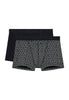 Front cutout view of HO black/black print cotton Boxer Briefs HO1 2p