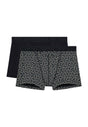 Front cutout view of HO black/black print cotton Boxer Briefs HO1 2p