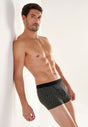 Front view of a men model wearing HO black/black print cotton Boxer Briefs HO1 2p