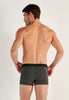 Back view of a men model wearing HO black/black print cotton Boxer Briefs HO1 2p