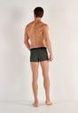 General view of a men model wearing HO black/black print cotton Boxer Briefs HO1 2p