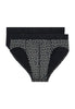 Front cutout view of HO black/black print cotton Mini Briefs HO1 2p
