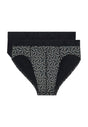 Front cutout view of HO black/black print cotton Mini Briefs HO1 2p
