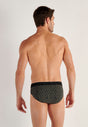 Back view of a men model wearing HO black/black print cotton Mini Briefs HO1 2p