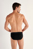 General view of a men model wearing HO black/black print cotton Mini Briefs HO1 2p