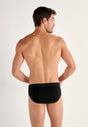 General view of a men model wearing HO black/black print cotton Mini Briefs HO1 2p