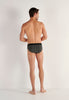 General view of a men model wearing HO black/black print cotton Mini Briefs HO1 2p