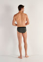 General view of a men model wearing HO black/black print cotton Mini Briefs HO1 2p