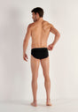 General view of a men model wearing HO black/black print cotton Mini Briefs HO1 2p