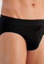 General view of a men model wearing HO black/black print cotton Mini Briefs HO1 2p