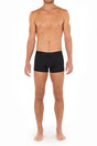 Front view of a men model wearing HO black/black/black cotton Boxer Briefs 3p