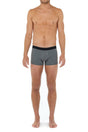 General view of a men model wearing HO black/navy/grey cotton Boxer Briefs 3p