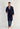Full-body view of a men model wearing HO navy  Bathrobe