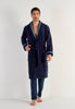 Full-body view of a men model wearing HO navy  Bathrobe