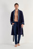 General view of a men model wearing HO navy  Bathrobe