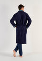 General view of a men model wearing HO navy  Bathrobe