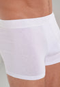 Close-up view of a men model wearing HO black/blue/white cotton Boxer Briefs 3p