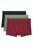 Front cutout view of HO black/khaki/bordeaux cotton Boxer Briefs 3p