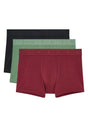 Front cutout view of HO black/khaki/bordeaux cotton Boxer Briefs 3p