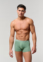 General view of a men model wearing HO black/khaki/bordeaux cotton Boxer Briefs 3p