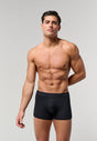 General view of a men model wearing HO black/khaki/bordeaux cotton Boxer Briefs 3p