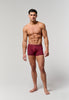Full-body view of a men model wearing HO black/khaki/bordeaux cotton Boxer Briefs 3p