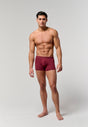 Full-body view of a men model wearing HO black/khaki/bordeaux cotton Boxer Briefs 3p