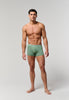 General view of a men model wearing HO black/khaki/bordeaux cotton Boxer Briefs 3p
