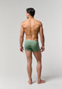 General view of a men model wearing HO black/khaki/bordeaux cotton Boxer Briefs 3p