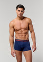 Front view of a men model wearing HO navy/navy/navy cotton Boxer Briefs HO1 3p