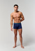 General view of a men model wearing HO navy/navy/navy cotton Boxer Briefs HO1 3p
