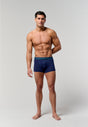 General view of a men model wearing HO navy/navy/navy cotton Boxer Briefs HO1 3p