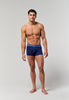 General view of a men model wearing HO navy/navy/navy cotton Boxer Briefs HO1 3p