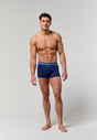 General view of a men model wearing HO navy/navy/navy cotton Boxer Briefs HO1 3p